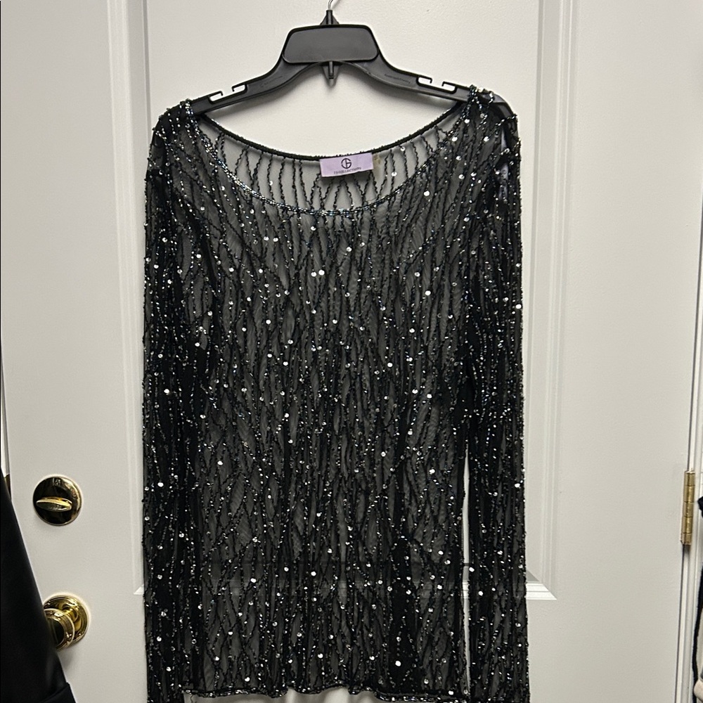 JS Collections Black Beaded Tunic